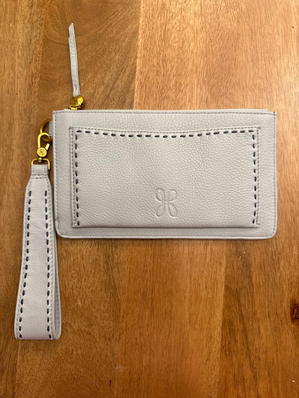 Hobo Hart Wristlet — Blue Pearl Pebbled Leather, NWOT